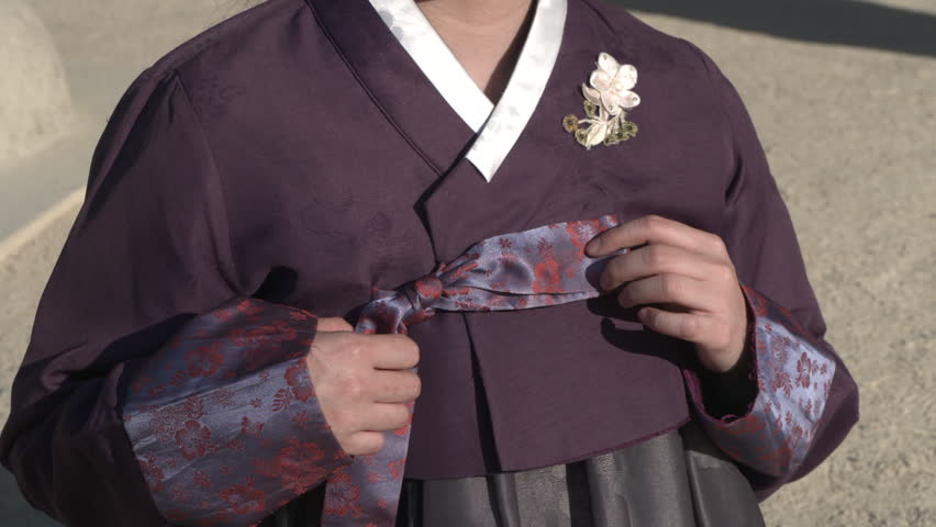 Person wearing traditional Korean hanbok