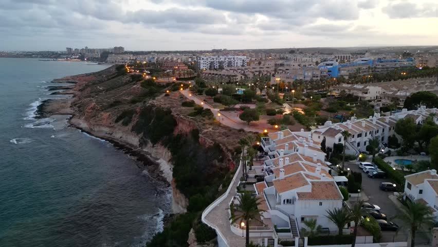 Warm Evening Light Over Mediterranean Town in Spain