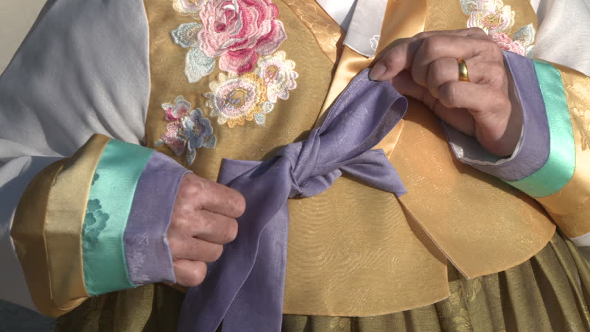 Person wearing traditional Korean hanbok
