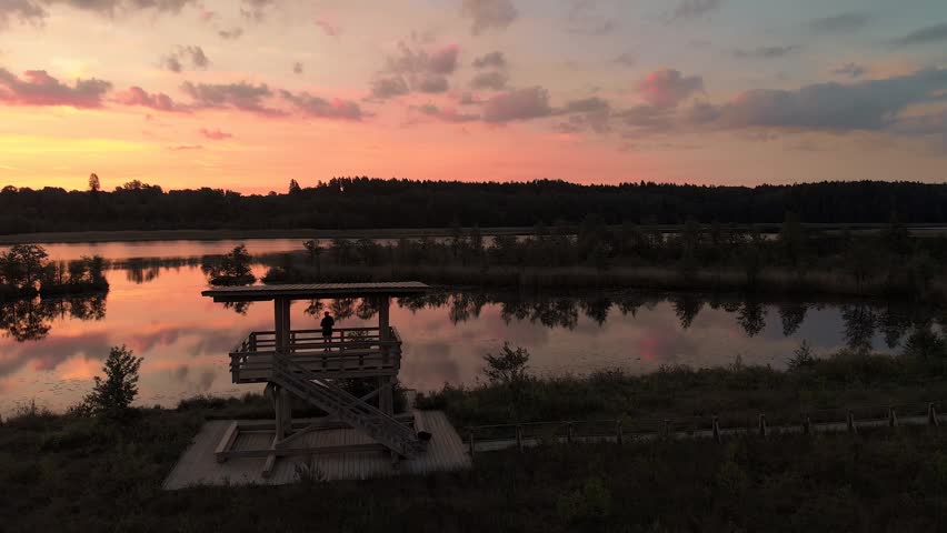 Beautiful view of early morning next to the lake 