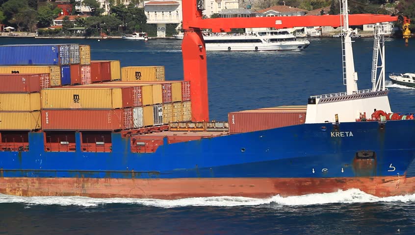 ISTANBUL - APR 13: Container Ship MSC KRETA (IMO: 9139646, Malta) on April 13,