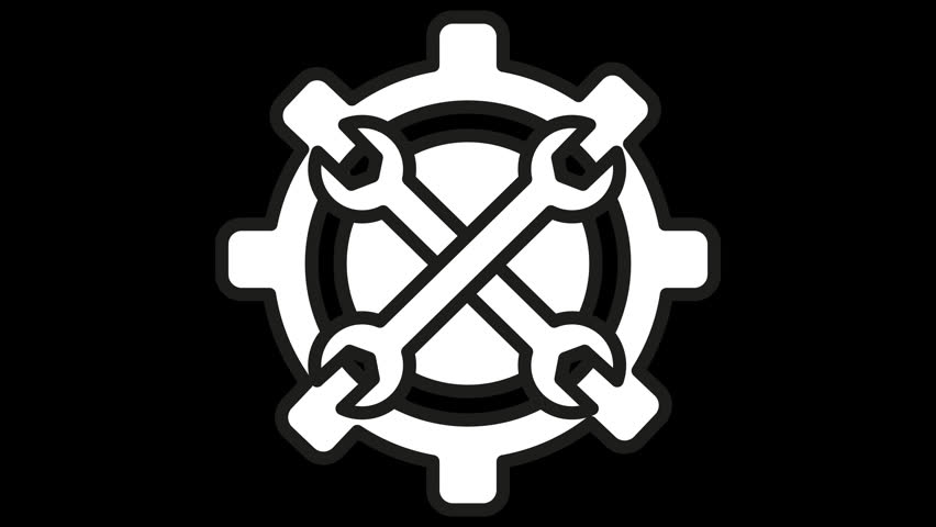 Wrenches and gear icon on transparent background. Perfect for mechanical repair and engineering concepts. Use for technical settings and maintenance projects.