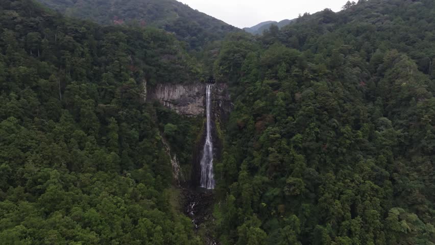 Aerial View of Nachi Waterfall with Seiganto-ji Pagoda in Wakayama, Japan