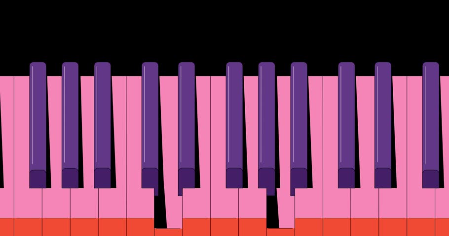 Loop Animation of Piano Keys Playing, Vector Minimal Style
