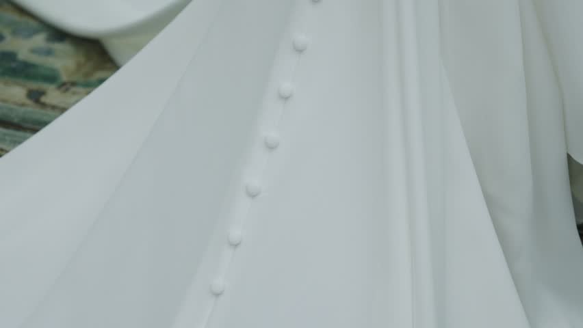 Close-up of a bridal gown