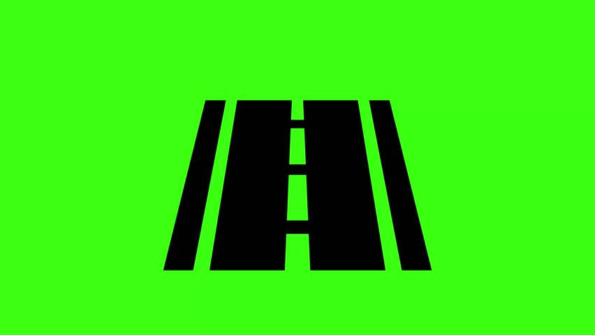 Green Screen Moving Road Dashed Line Loop 4K