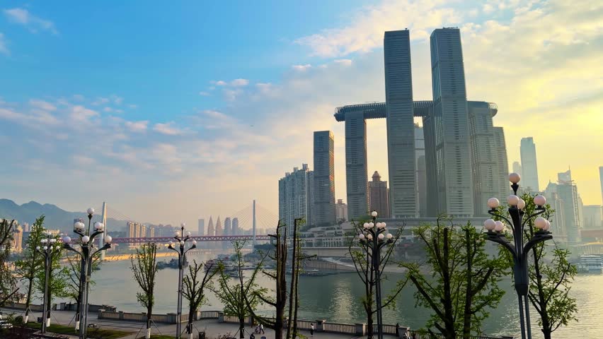 Raffles City Chongqing Complex In China - Panning Shot