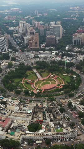 Vertical Aerial View of Connaught Place and Central Park New Delhi India