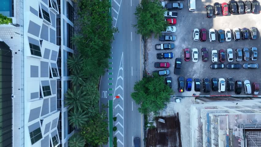 Aerial view of road Miami downtown looking down