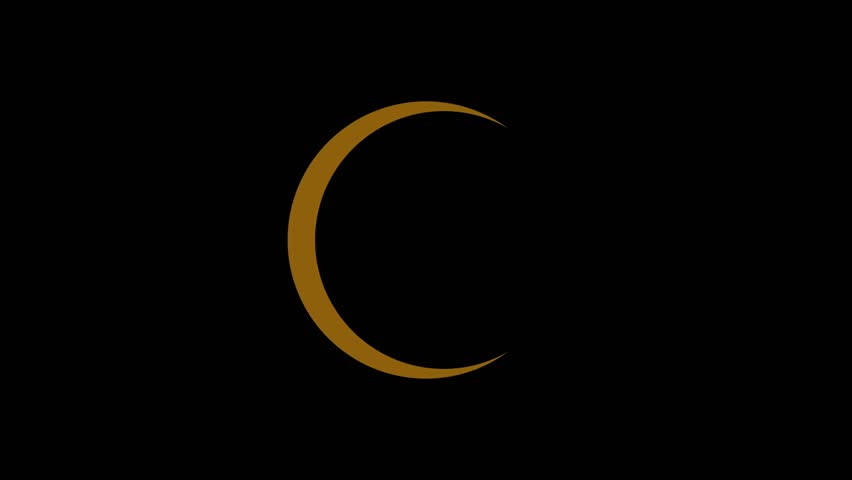A golden crescent moon shape on a black background.