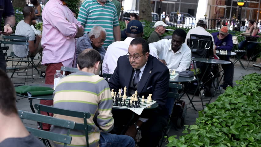 NEW YORK CITY, Circa June, 2013 - People play chess in New York City's Bryant