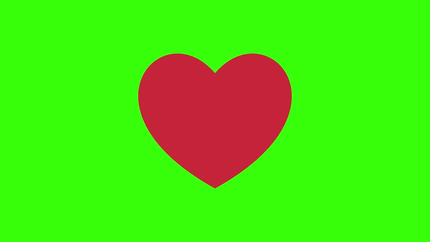 Red Vector Heart Splitting Apart And Slamming Loop on Green Screen Background