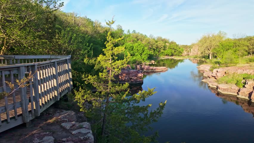 Scenic morning view of Split Rock Creek at Palisades State Park in South Dakota