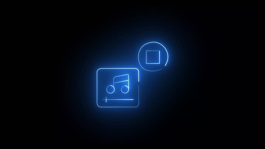blue neon light microphone music icon. Vibrant colored technology symbol, isolated on a black background. 3D Render