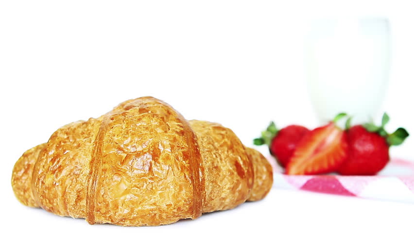 Chocolate on croissant for breakfast