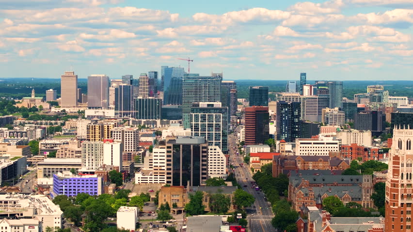 Nashville downtown office district in Tennessee, USA. High commercial and residential skyscraper buildings in modern American city.
