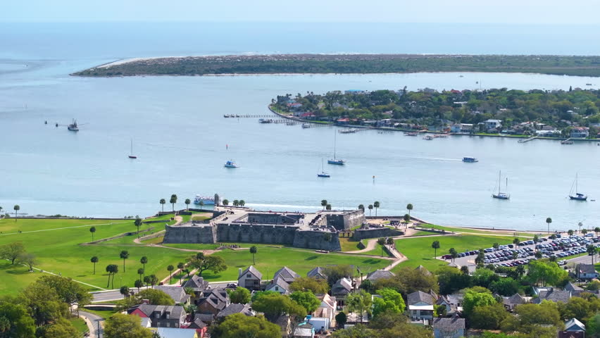 St. Augustine, Florida travel destination old city. Historical fort Castillo de San Marcos, National Monument open for tourists.