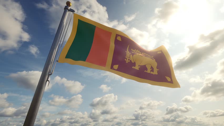 Sri Lanka Flag on a Pole by Day, 3D Render 4K stock video
