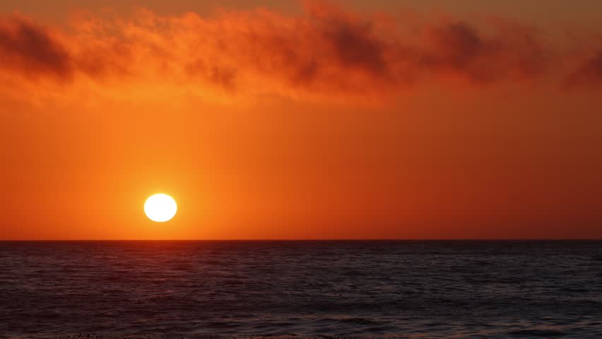 Sun setting over the Pacific Ocean. Shot near Monterey on central coast of California