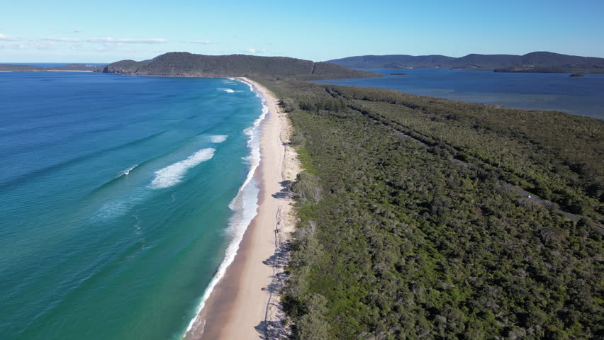 Seven Mile Beach Victoria Australia from above revealing spectacular coastal scenery sandy beaches and Southern Ocean travel destination