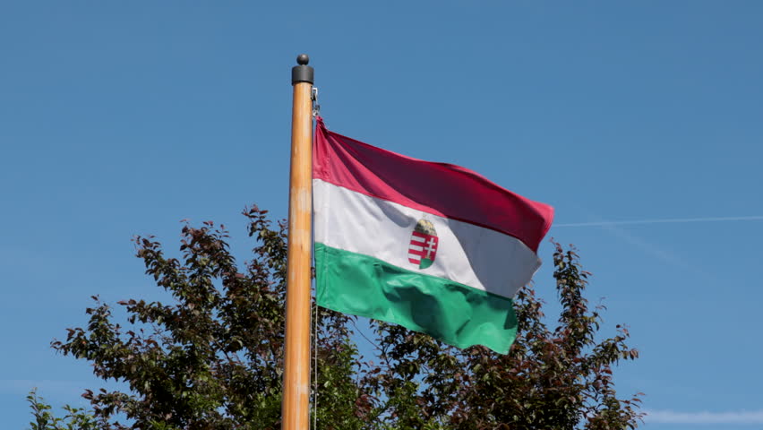 Budapest, Hungary - April 25, 2026: Hungarian Flag Waving in The Wind on a Summer