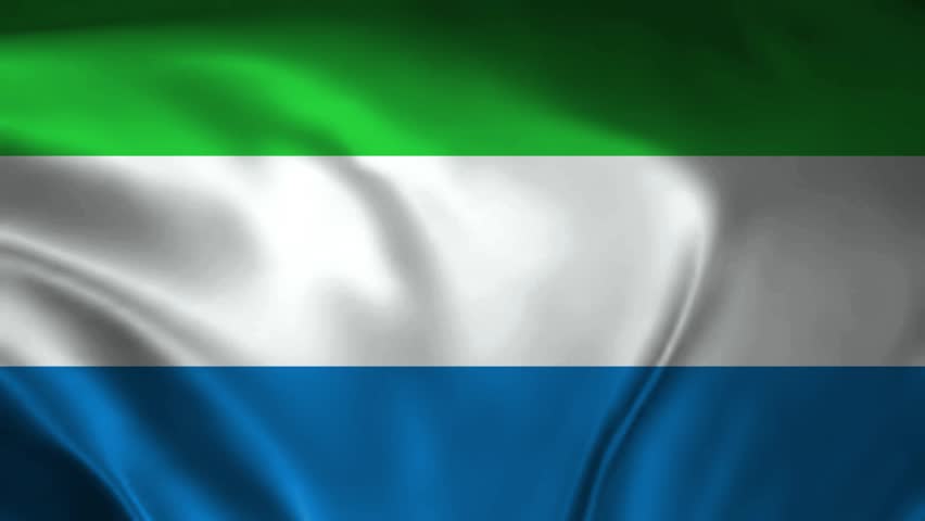 Sierra Leone flag animation with realistic fabric texture and dramatic lighting