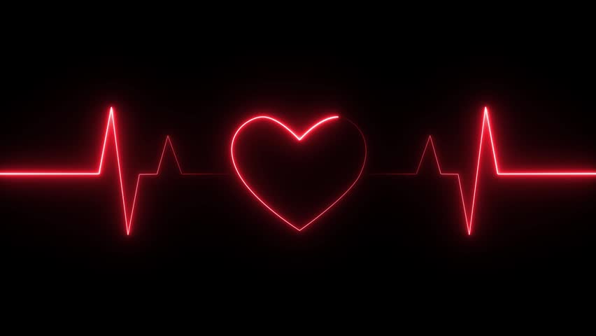 A Neon Red Heartbeat Line stock image or wallpaper, commonly used for love or medical themes.
