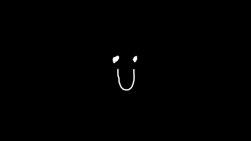 A set of four white smiley face icons with varying eye positions on a solid black background. Each face has a simple, curved smile and two small eyes. The eyes are positioned differently on each face, creating a sense of movement or different expressions. The faces are evenly spaced in a 2x2 grid. Ideal for use in digital interfaces, messaging applications, and print materials.