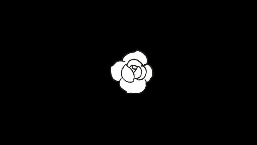 This is a set of static white flower icons on a black background. The minimalist line art illustrations feature simple flower designs. Ideal for use in graphic design projects, presentations, and digital media where a clean and elegant aesthetic is desired.