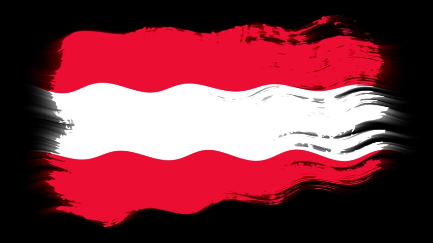 Waving Austria flag as a grunge brush stroke, 4k seamless loop