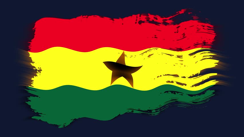 Waving Ghana flag as a grunge brush stroke, 4k seamless loop