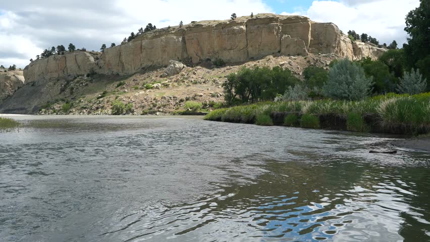Yellowstone River and Sandstone Rimrock Cliffs in Billings Montana