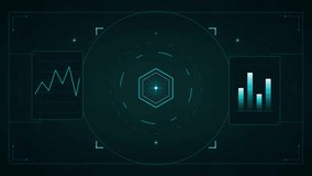 Animated futuristic digital interface displaying graphs, charts, and data analytics - Powered by Shutterstock - Get 15% off with code: PIKWIZARD15