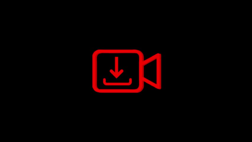 Three download icons in a sequence showing the progress of a file transfer with a flat red vector style against