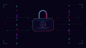 Digital padlock security icon with scanning data lines animation - Powered by Shutterstock - Get 15% off with code: PIKWIZARD15
