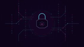 Digital cybersecurity padlock icon with binary code data stream animation - Powered by Shutterstock - Get 15% off with code: PIKWIZARD15