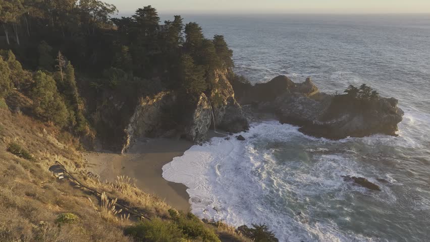 Aerial view of McWay Falls Julia Pfeiffer Burns State Park, CA USA