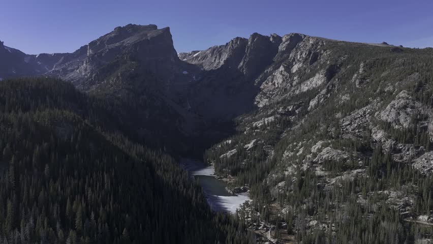 Aerial photography of the natural landscape of Rocky Mountain National Park in Colorado, USA