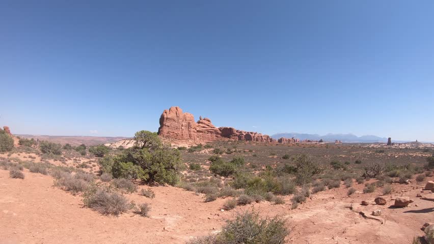 Scenic desert scenery and natural arches in Arches National Park Utah