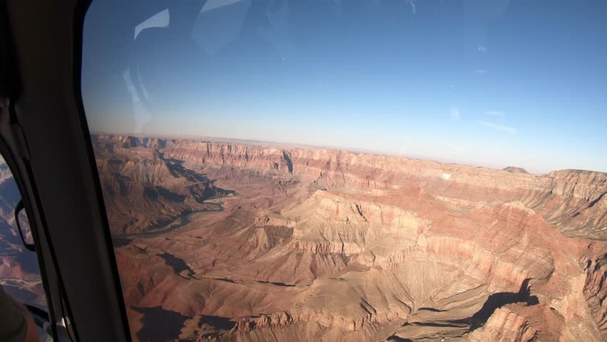 Spectacular aerial footage of the Grand Canyon in Arizona filmed from a helicopter