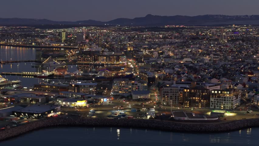 Stunning aerial perspective of reykjavik, iceland