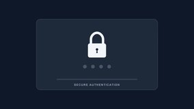 Secure authentication process loading animation with a digital padlock icon and progress dots illustrating data protection and security verification - Powered by Shutterstock - Get 15% off with code: PIKWIZARD15