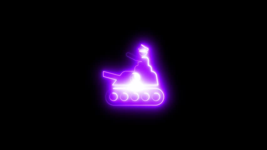 Neon purple tank animation with soldier silhouette