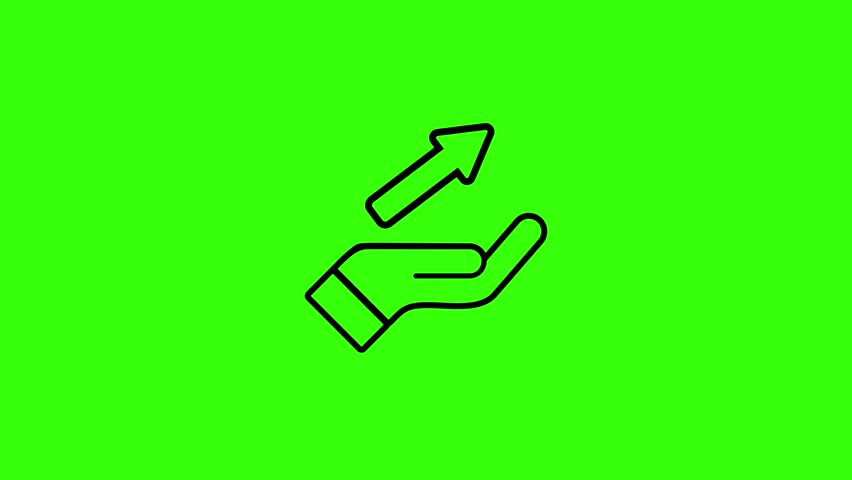 Financial Growth Icon Animation With Hand And Rising Arrow on Green Screen