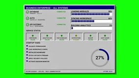 Computer screen displaying a loading progress bar animation and system status indicators, representing data processing. - Powered by Shutterstock - Get 15% off with code: PIKWIZARD15