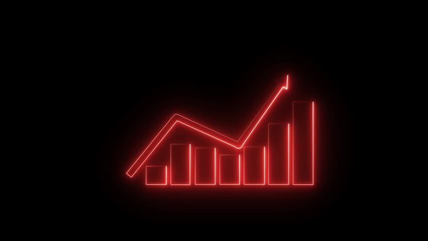 Abstract neon line Arrow rising on graph with rocket Sale Symbols. Abstract business growth and start up business concept. Abstract Business growth and start business ideas.