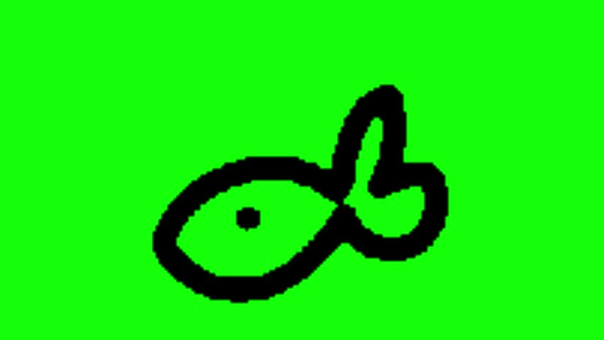 Animated fish and whale icons swimming isolated on a bright green screen for motion graphics.