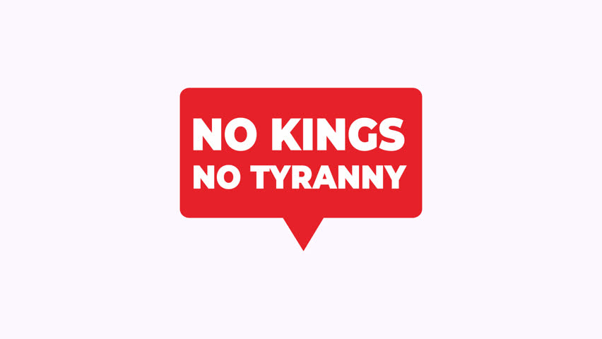 Red speech bubble with text no kings no tyranny bold message suitable for revolutionary or anti authoritarian designs.