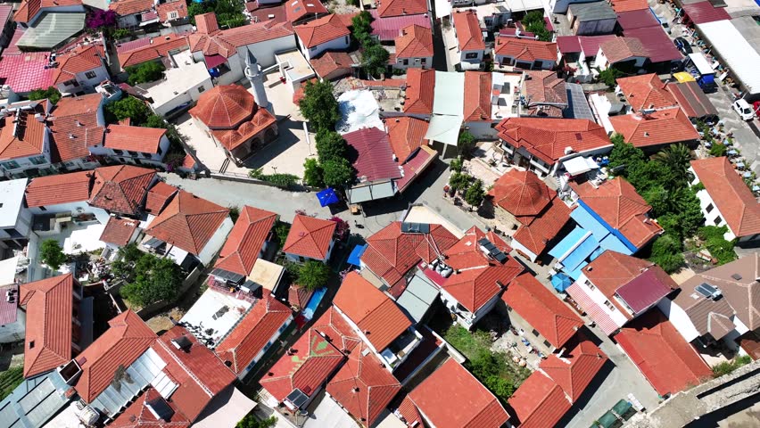 Aerial Drone View of Sığacık Harbor and Coastal Town, Seferihisar Izmir Turkey