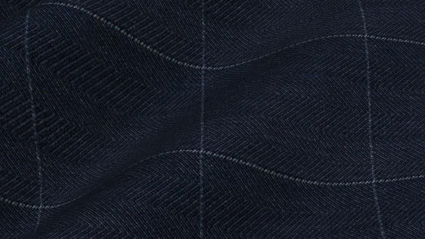 Italian Navy Herringbone Windowpane Wool Fabric shifting in rich waves of traditional zigzag weave and elegant large plaid pattern for blazers